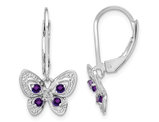 1/4 carat (ctw) Amethyst Butterfly Leverback Earrings in Sterling Silver